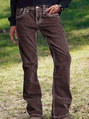 Classic Straight-Leg Jeans in Dark Brown